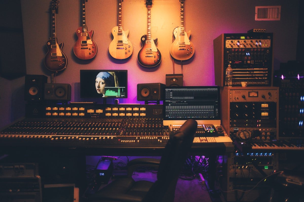 Recording studio setup for metadata and rights